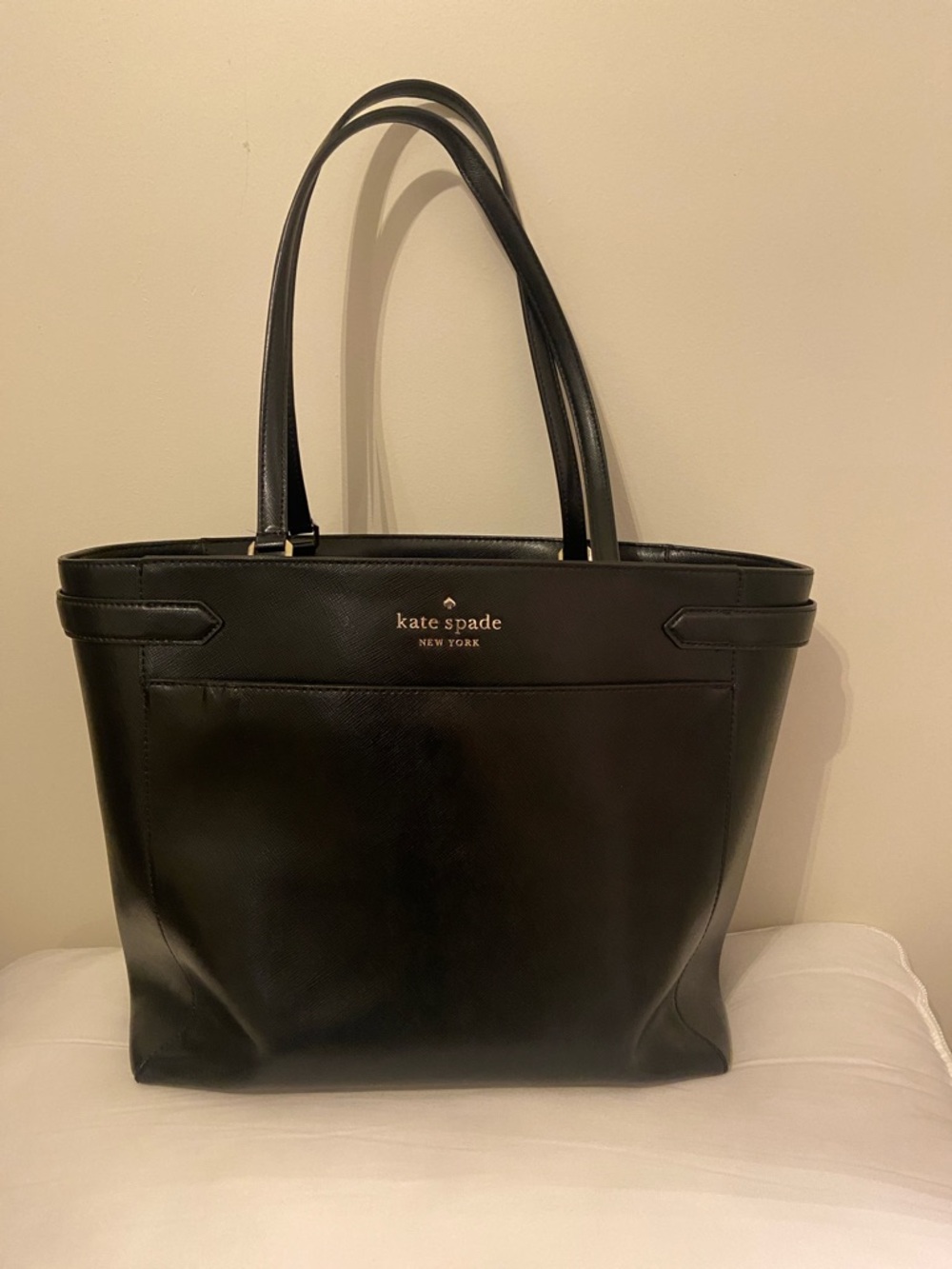 Kate Spade New York Large Black Leather Tote Bag